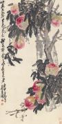吴昌硕-九寿桃图 纸本 66x132cm