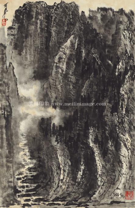 李可染-水墨山水-43.8X67.8cm