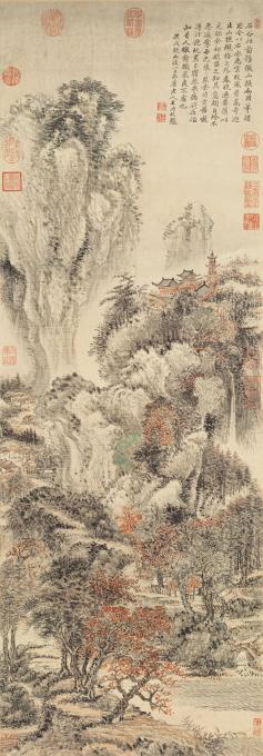 王翚--溪山红树图-纸本-39X139cm