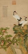 邹一桂-蟠桃图-绢本-87X166cm