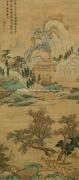沈周-青绿山水图-64x145cm