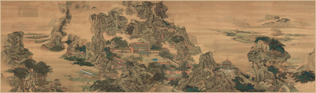 袁江-阿房宫图轴-绢本194.x60.5cm