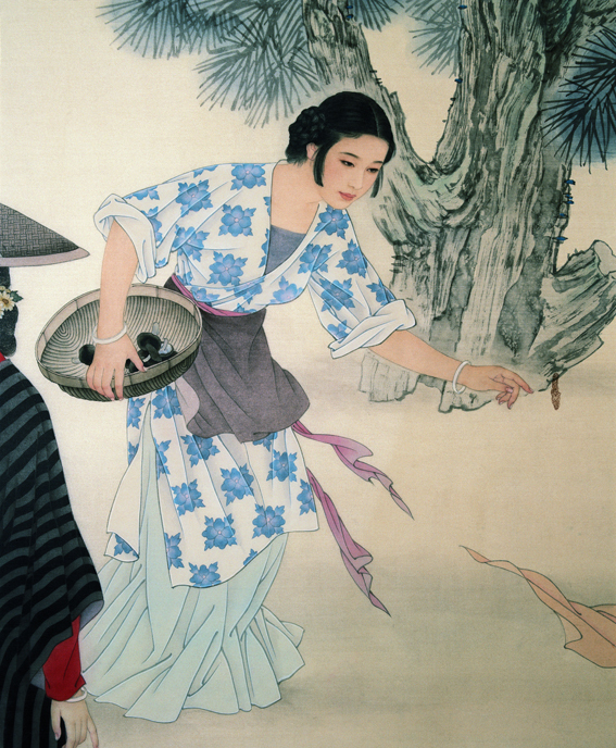 复制字画扫描酒店人物画定制之设计工笔人物画的艺术特点